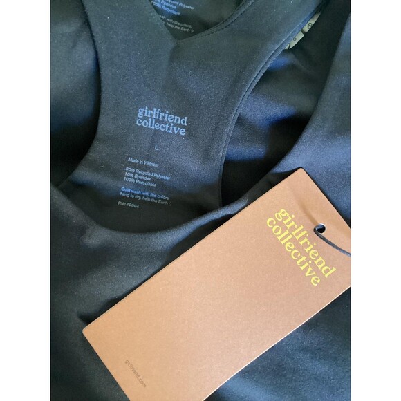 Girlfriend Collective Sports Bra Womens Black Racerback Recycled Polyester Yoga - Picture 4 of 5